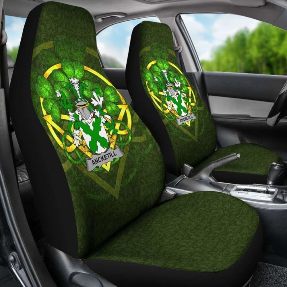 Ancketill \bIreland Car Seat Cover Celtic Shamrock ( Set Of Two)