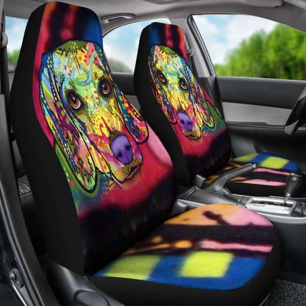 Beagle Design Car Seat Covers Colorful Back