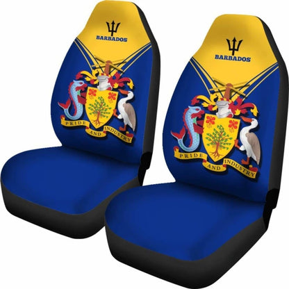 Barbados Car Seat Cover - Barbados Coat Of Arms & Flag -