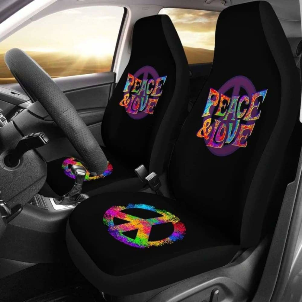 Colorful Peace & Love Car Seat Covers