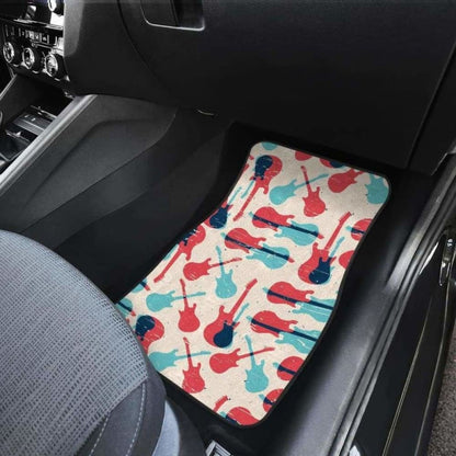 Red Blue Guitar Pattern Front And Back Car Mats