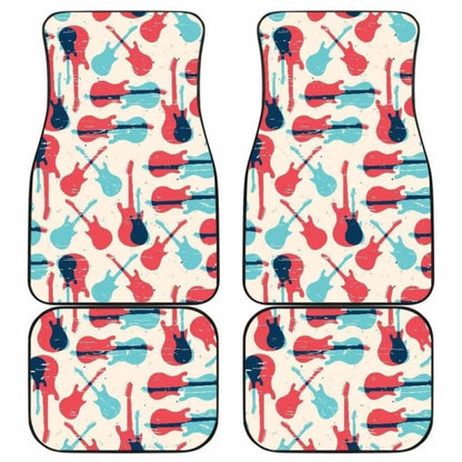 Red Blue Guitar Pattern Front And Back Car Mats