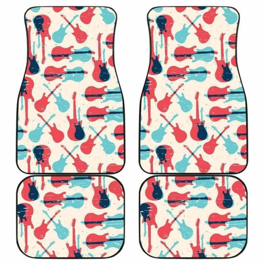 Red Blue Guitar Pattern Front And Back Car Mats