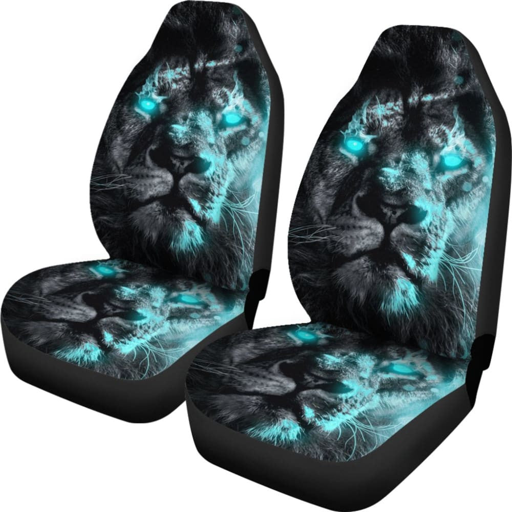 Thunder Lightning Blue Eyes Lion Car Seat Covers