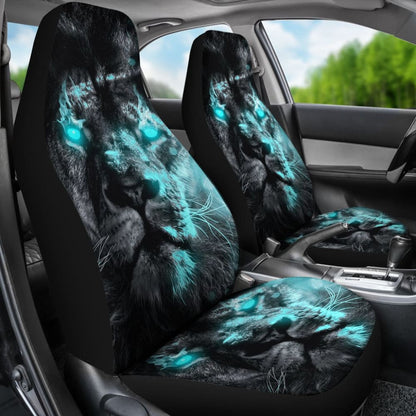 Thunder Lightning Blue Eyes Lion Car Seat Covers