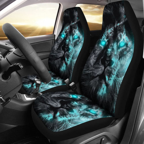 Thunder Lightning Blue Eyes Lion Car Seat Covers