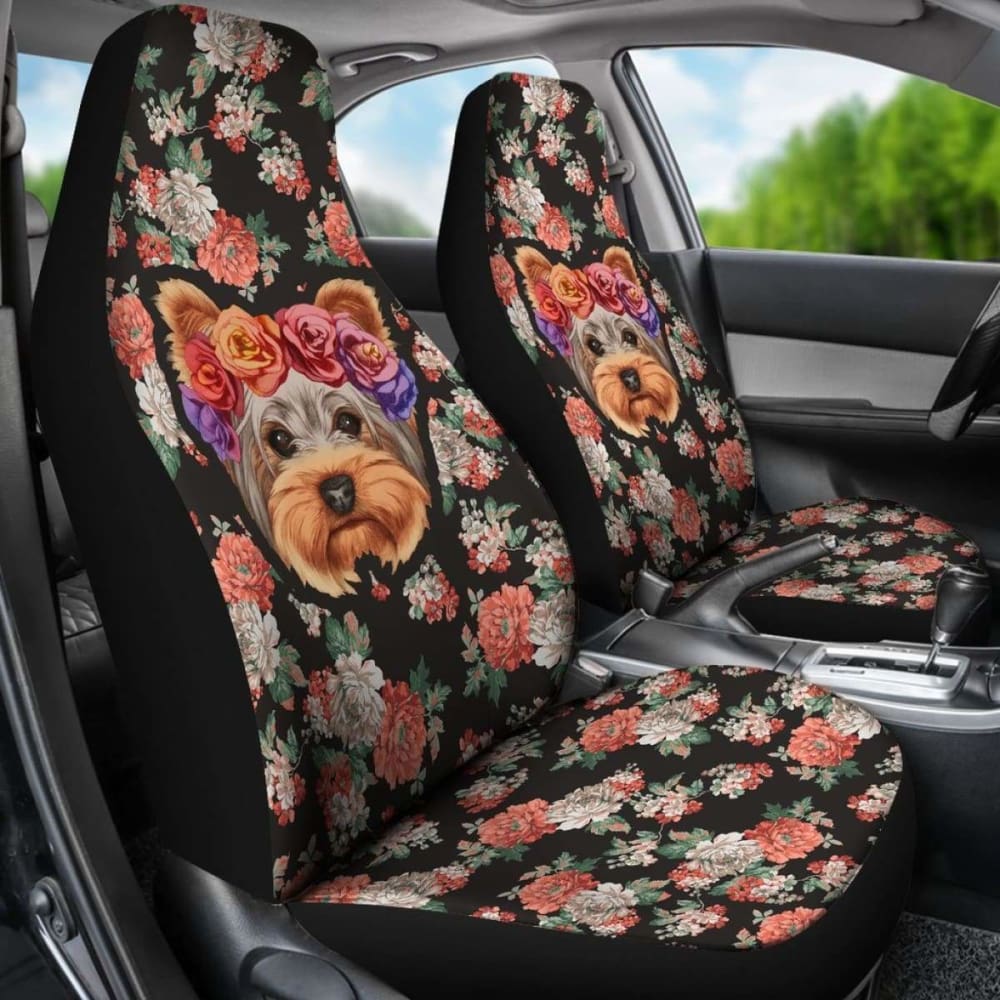 Floral Yorkie Car Seat Cover