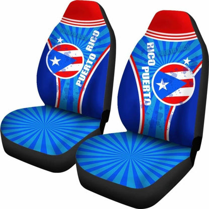 Puerto Rico Car Seat Covers Circle Stripes Flag Version