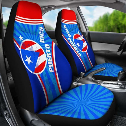 Puerto Rico Car Seat Covers Circle Stripes Flag Version