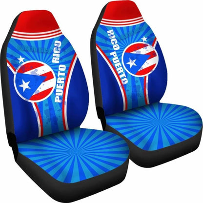 Puerto Rico Car Seat Covers Circle Stripes Flag Version