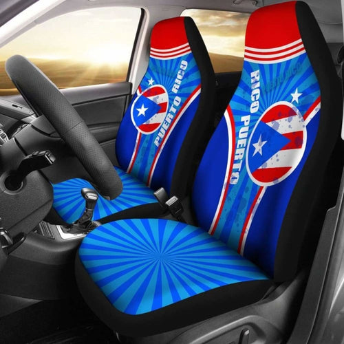 Puerto Rico Car Seat Covers Circle Stripes Flag Version