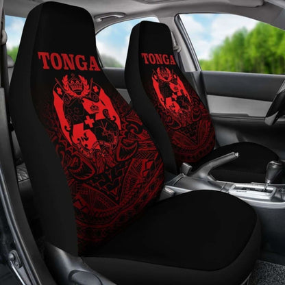 Tonga Polynesian Car Seat Covers Red Tribal Pattern