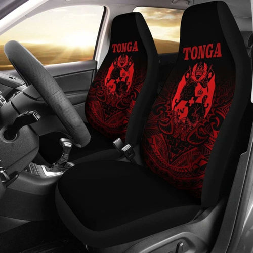 Tonga Polynesian Car Seat Covers Red Tribal Pattern