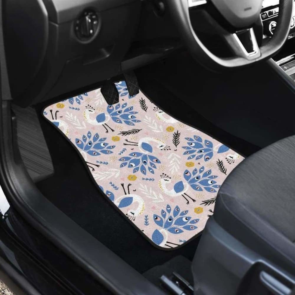 Cute Peacock Pattern Front And Back Car Mats