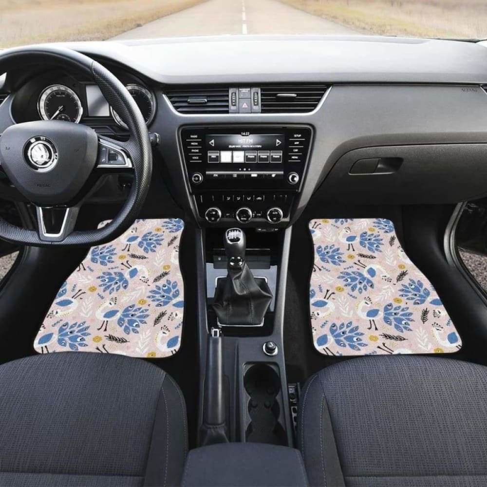 Cute Peacock Pattern Front And Back Car Mats