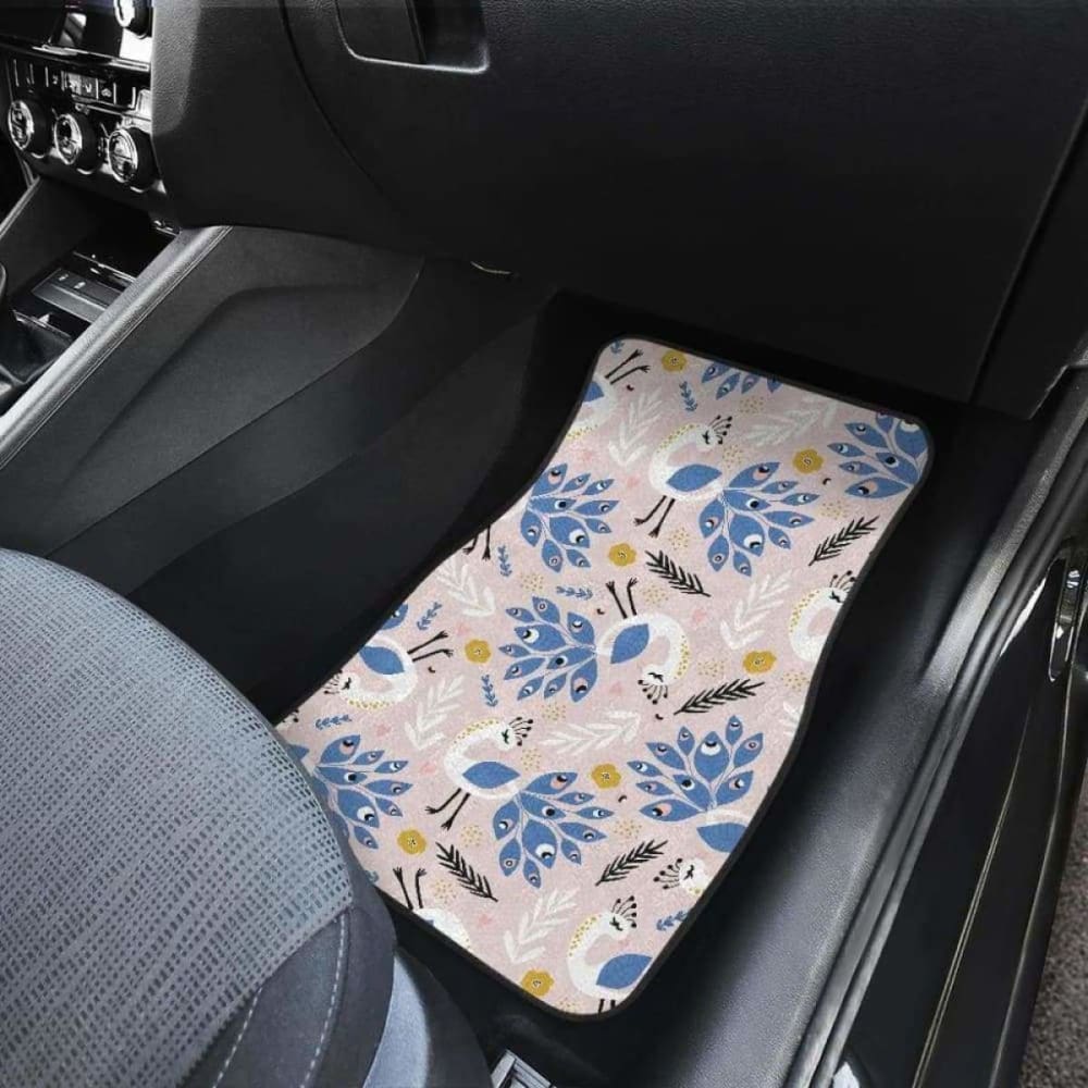Cute Peacock Pattern Front And Back Car Mats