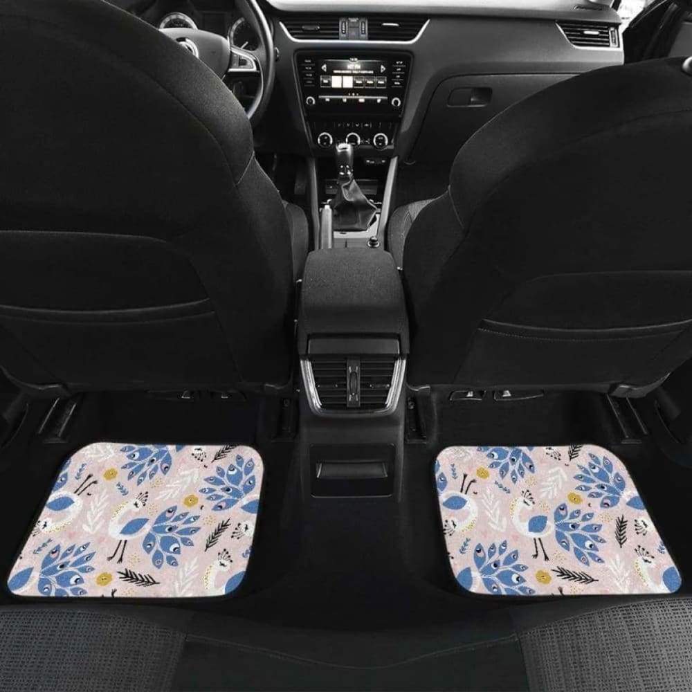 Cute Peacock Pattern Front And Back Car Mats