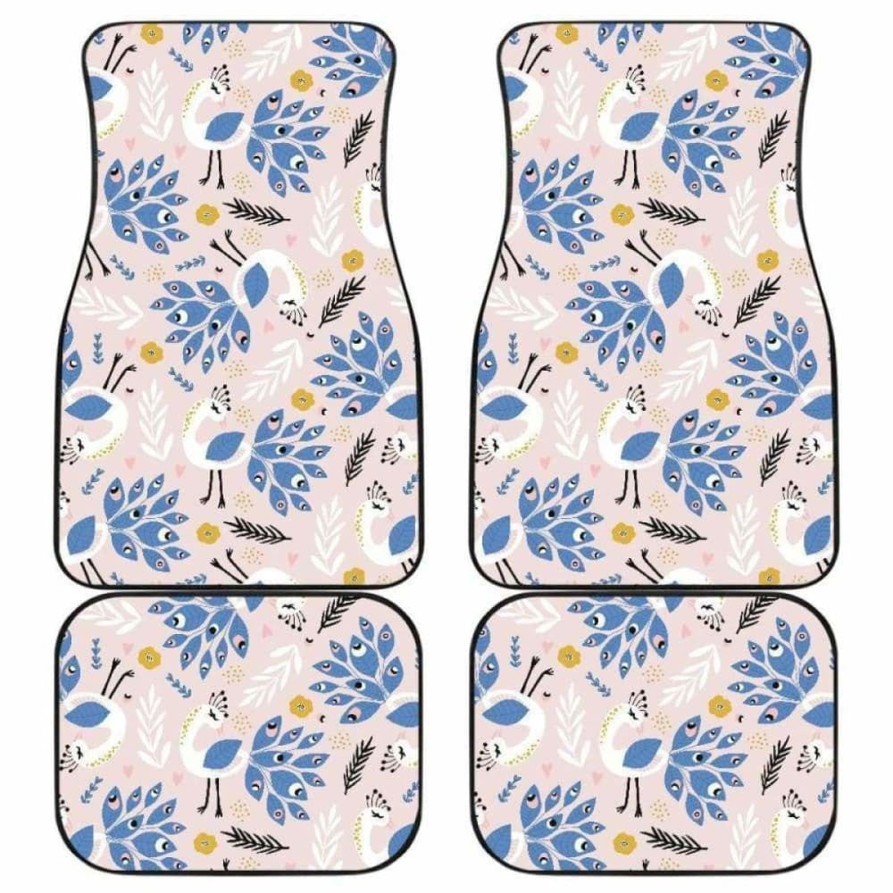 Cute Peacock Pattern Front And Back Car Mats