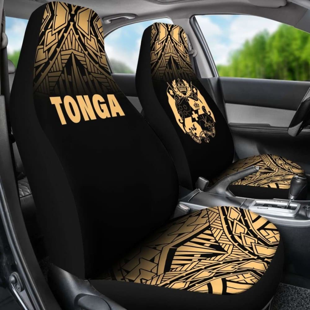Tonga Polynesian Car Seat Covers - Gold Fog -