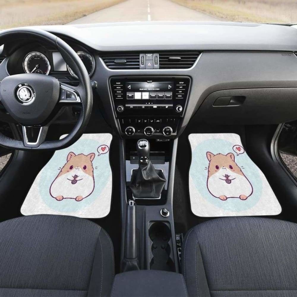 Cute Hamster Chibi In White Theme Car Floor Mats