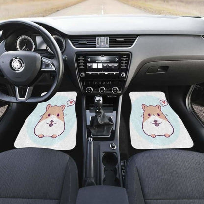 Cute Hamster Chibi In White Theme Car Floor Mats