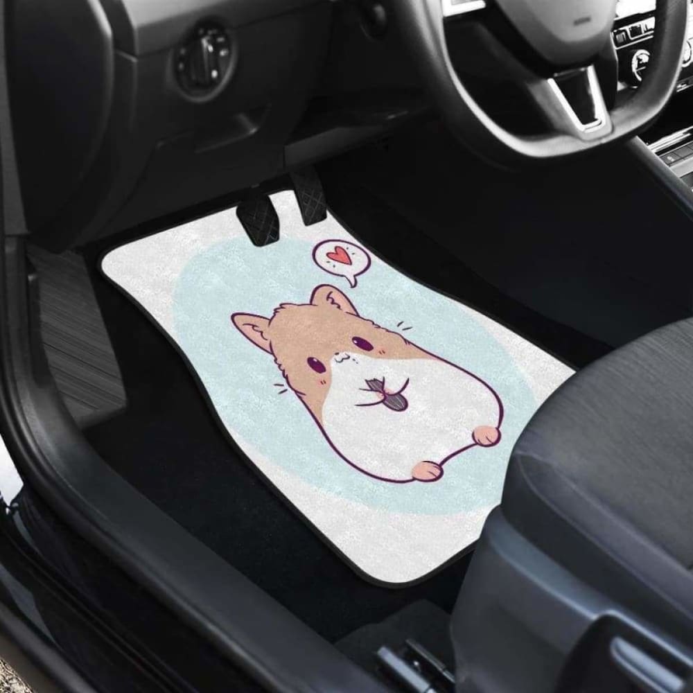Cute Hamster Chibi In White Theme Car Floor Mats