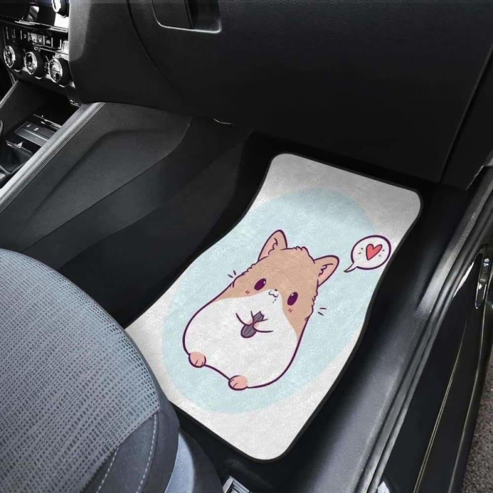 Cute Hamster Chibi In White Theme Car Floor Mats