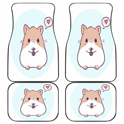 Cute Hamster Chibi In White Theme Car Floor Mats