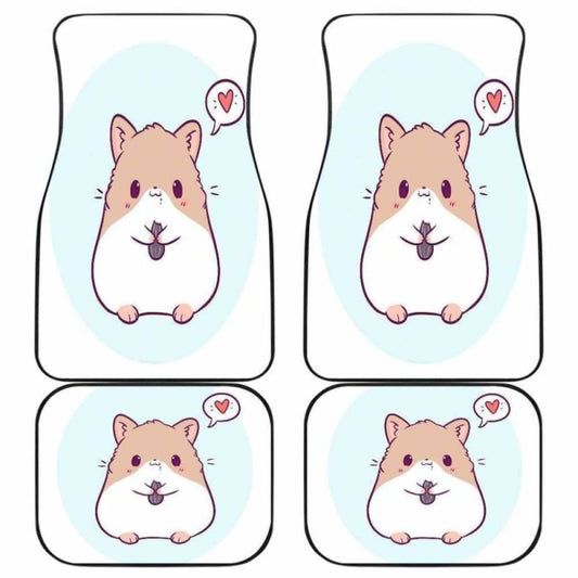 Cute Hamster Chibi In White Theme Car Floor Mats
