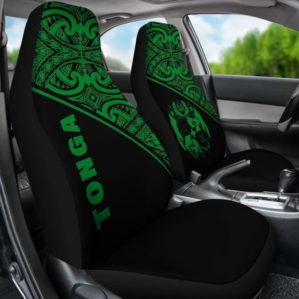 Tonga Polynesian Car Seat Covers - Green Curve -