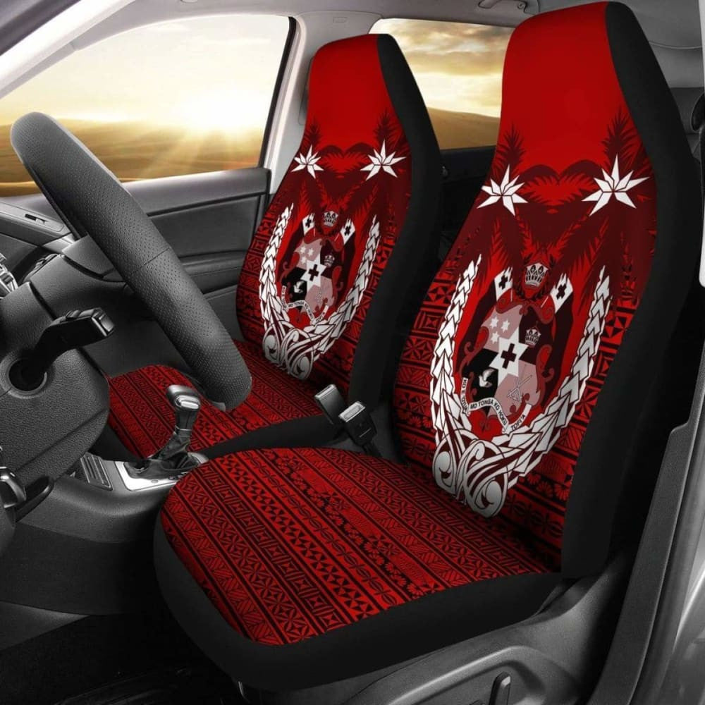 Tonga Car Seat Covers - Tonga Coat Of Arms Coconut Tree -