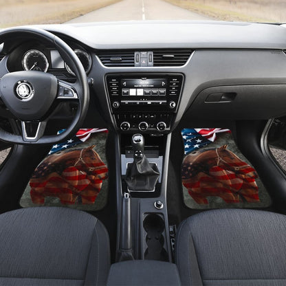 American Flag Wild Big Horse All Protective Car Floor Mats