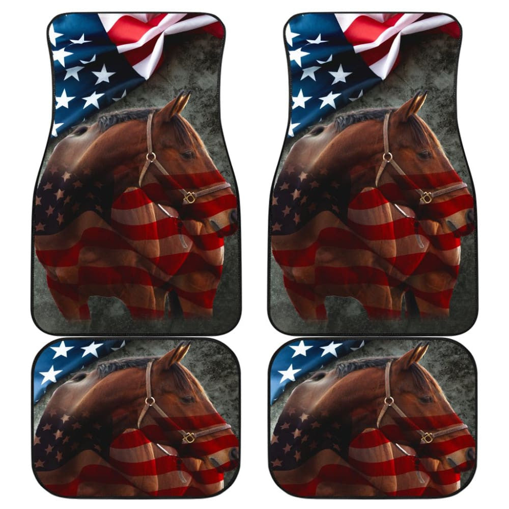 American Flag Wild Big Horse All Protective Car Floor Mats