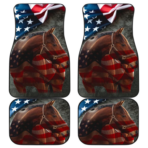 American Flag Wild Big Horse All Protective Car Floor Mats