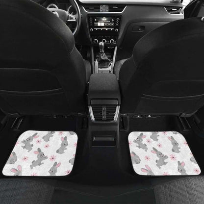 Watercolor Cute Rabbit Pattern Front And Back Car Mats