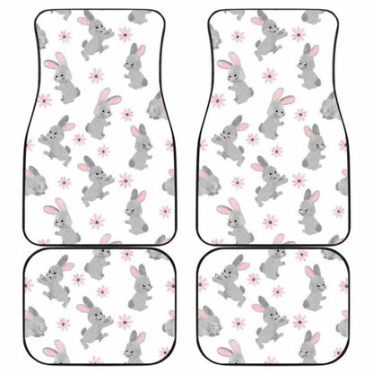 Watercolor Cute Rabbit Pattern Front And Back Car Mats
