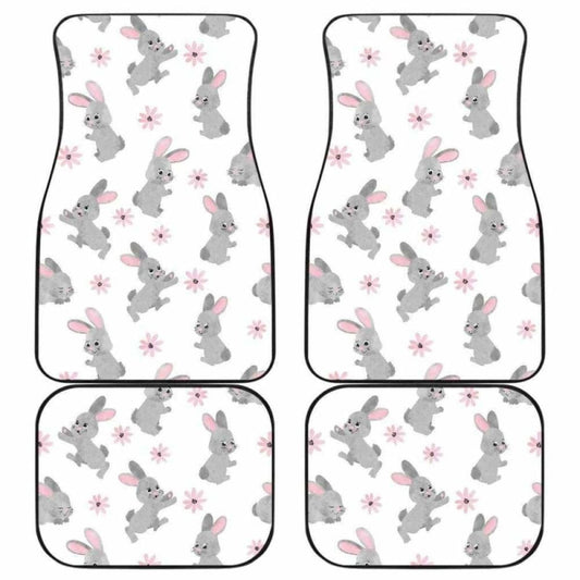 Watercolor Cute Rabbit Pattern Front And Back Car Mats