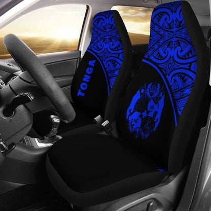 Tonga Polynesian Car Seat Covers - Blue Curve -