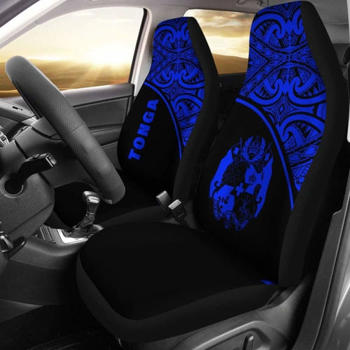 Tonga Polynesian Car Seat Covers - Blue Curve -
