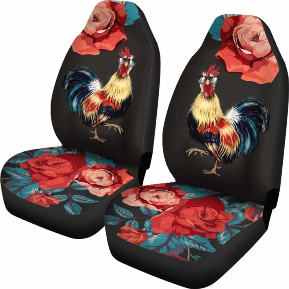 Rooster Rose Car Seat Covers