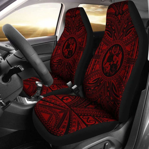 Tonga Car Seat Cover - Tonga Coat Of Arms Polynesian Red Black