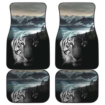 Powerful White Tiger with Amazing River Car Floor Mats