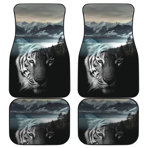 Powerful White Tiger with Amazing River Car Floor Mats