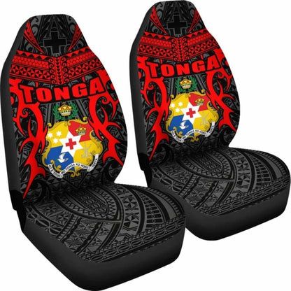 Tonga Car Seat Covers - Kingdom Of Tonga Set Of (Black Red)