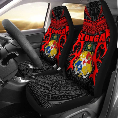 Tonga Car Seat Covers - Kingdom Of Tonga Set Of (Black Red)