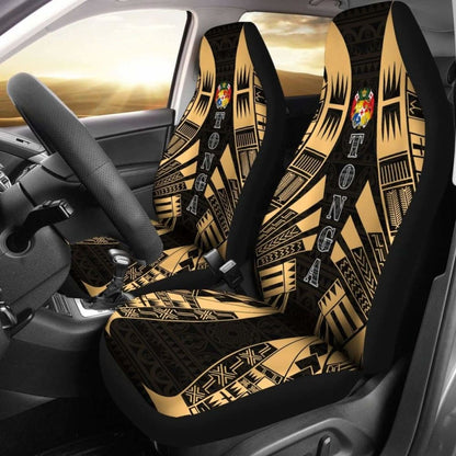 Tonga Car Seat Covers - Tonga Coat Of Arms Polynesian Tattoo Gold -