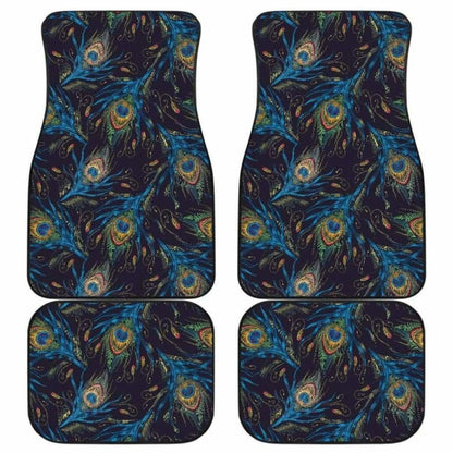 Beautiful Peacock Feather Pattern Front And Back Car Mats