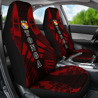 Tonga Car Seat Covers - Tonga Coat Of Arms Polynesian Tattoo Red -