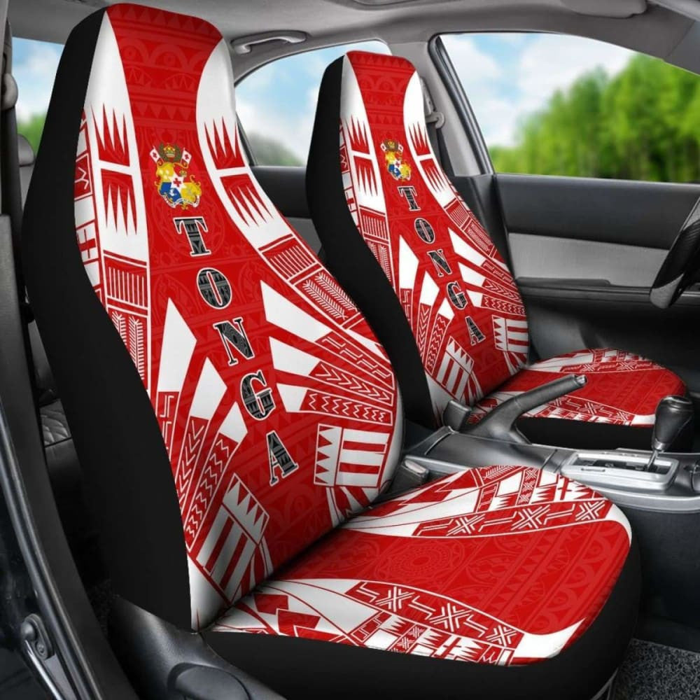 Tonga Car Seat Covers - Tonga Coat Of Arms Polynesian Tattoo Flag -