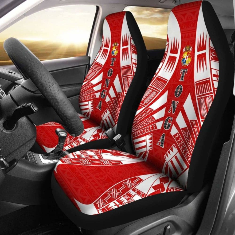 Tonga Car Seat Covers - Tonga Coat Of Arms Polynesian Tattoo Flag -